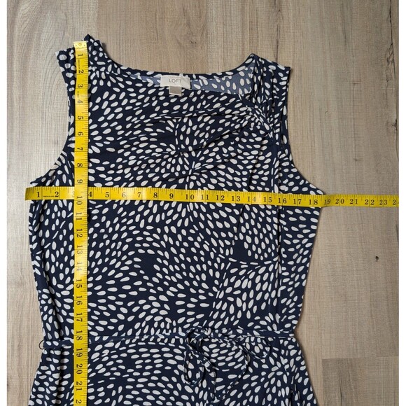 Ann Taylor Loft Size M Dress Sleeveless Stretch Sheath Navy Blue Cocktail Career - Picture 9 of 10